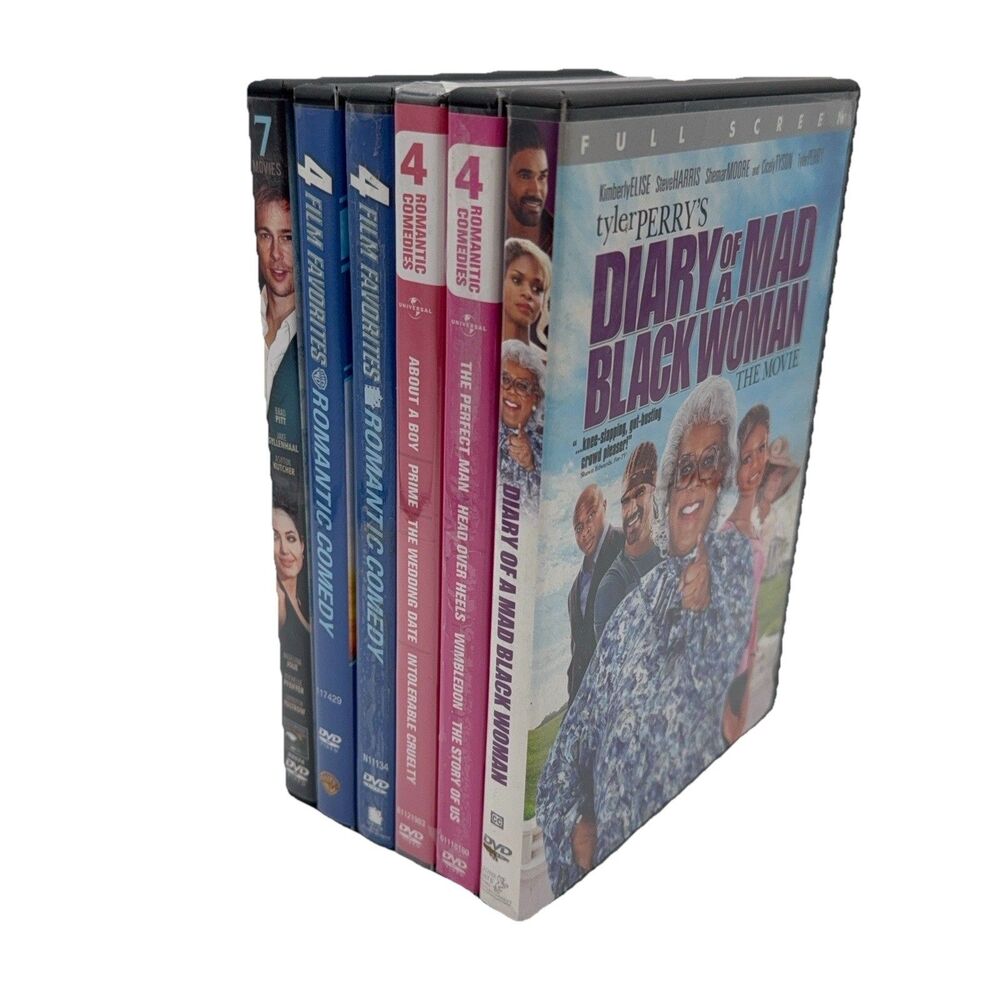 Lot of 6 DVD Collections 24 Movies Rom-Com Drama Brad Pitt Tyler Perry Mixed Set